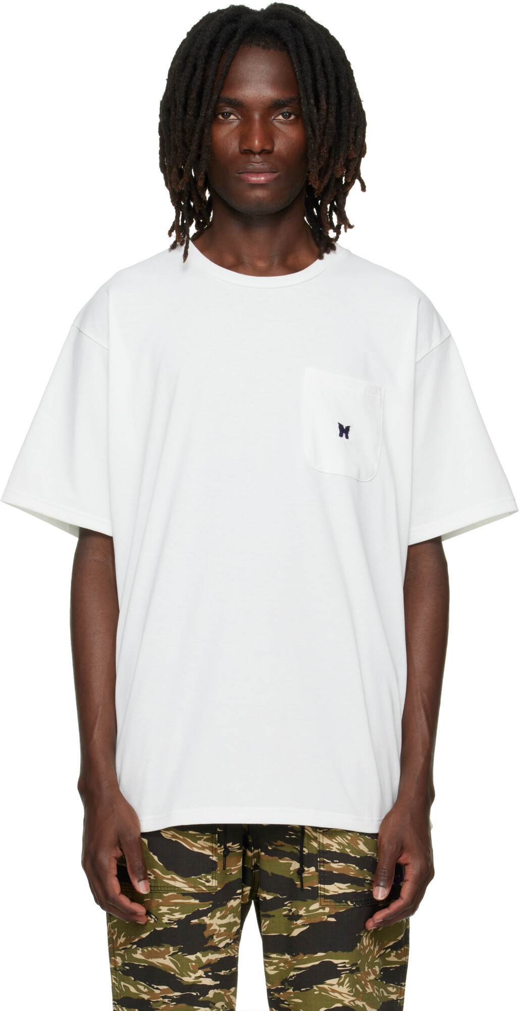 NEEDLES White Poly Jersey S/S Crew Neck T-shirt