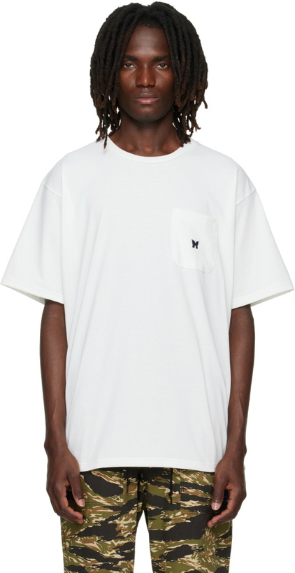 Photo: NEEDLES White Poly Jersey S/S Crew Neck T-shirt