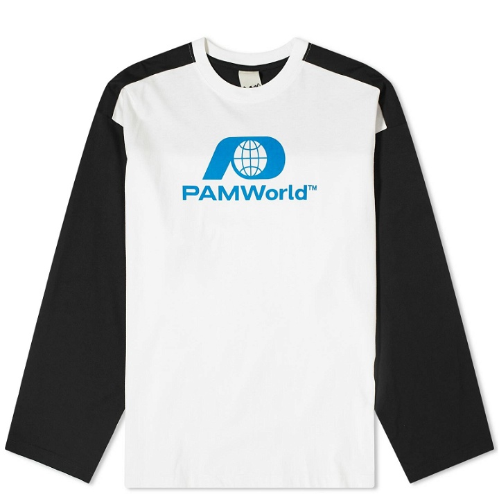 Photo: P.A.M. Men's Bi Colour Oversized Long Sleeve T-Shirt in Black/White