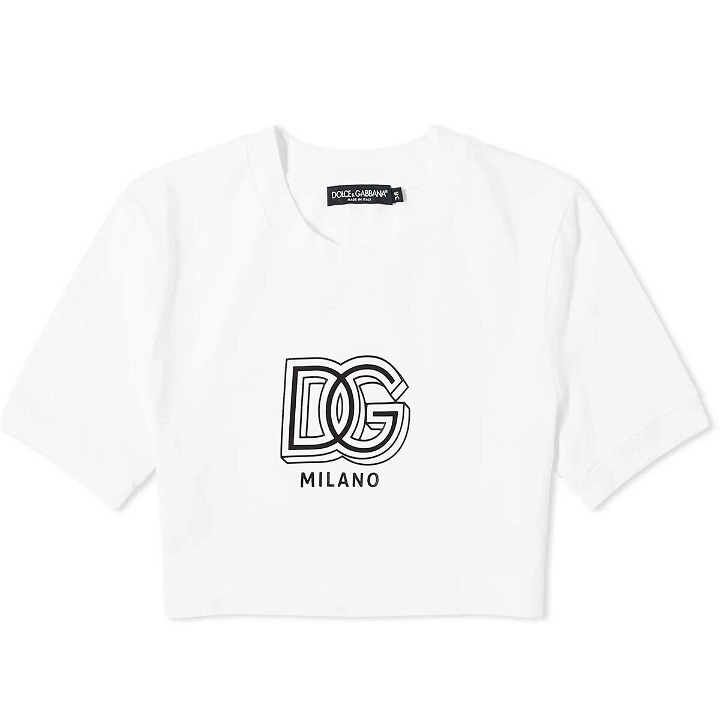 Photo: Dolce & Gabbana Women's Logo Crop Baby T-Shirt in White