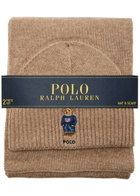 Polo Ralph Lauren Bear-embroidered Beanie and Scarf set - Brown - One Size