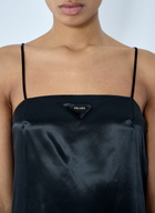 Prada Satin Logo Patch Midi Dress