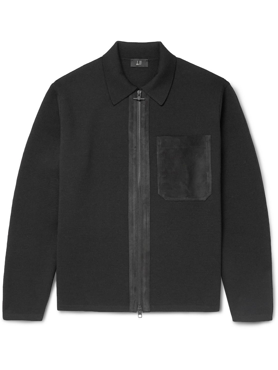 Dunhill - Suede-Trimmed Merino Wool Overshirt - Black Dunhill