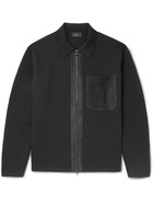 Dunhill - Suede-Trimmed Merino Wool Overshirt - Black