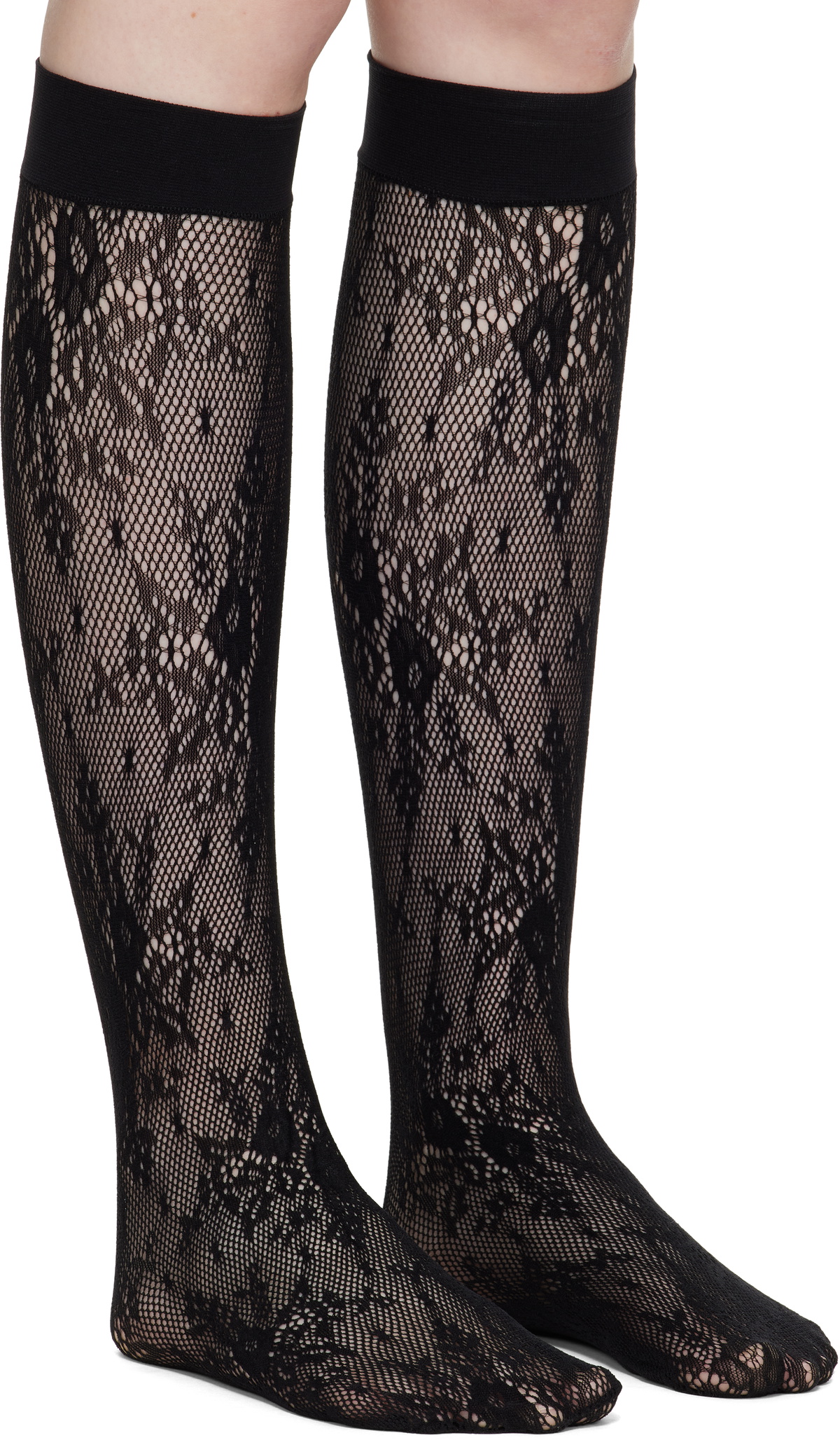 Swedish Stockings Black Rosa Lace Knee-High Socks