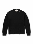 Marni - Distressed Logo-Embroidered Cotton Sweater - Black