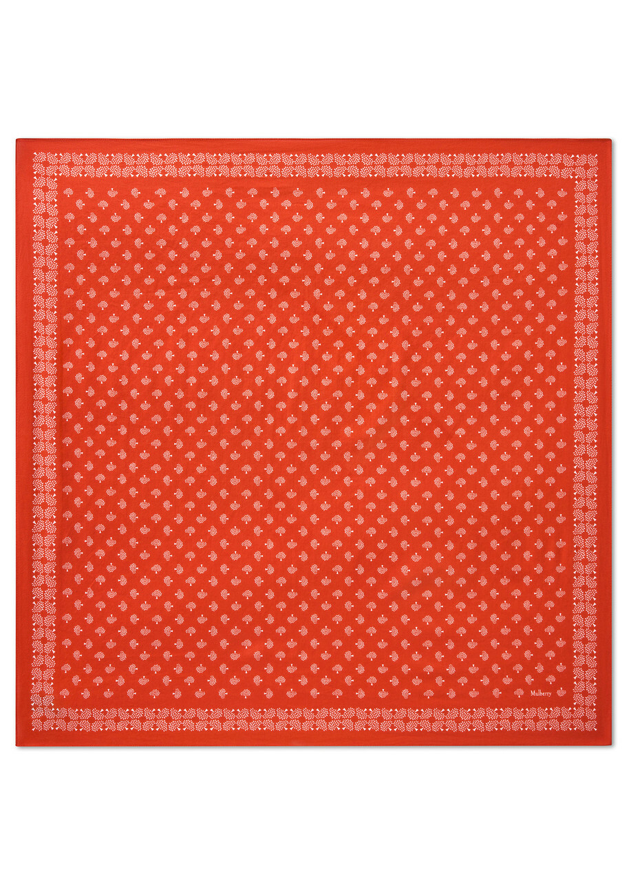 Mulberry Printed Cotton Scarf - Orange - One Size