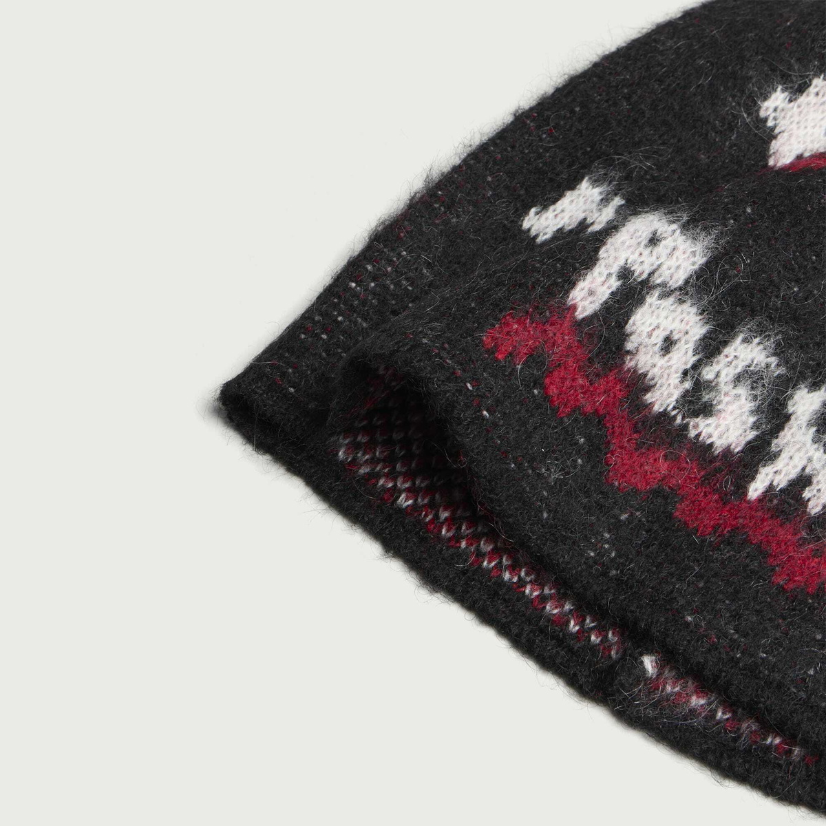 Navinder Nangla Mohair Beanie in Black/White/Red