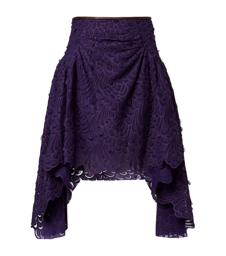 Photo: Jacques Wei Ruched leather-trimmed miniskirt
