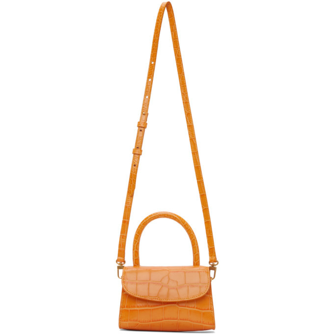 By Far Orange leather mini handbag