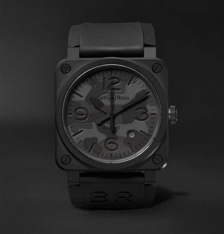 Photo: Bell & Ross - BR 03-92 Black Camo 42mm Ceramic and Rubber Watch, Ref. No. BR0392-­‐CAMO-­‐CE/SRB - Black