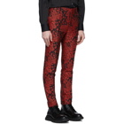 Alexander McQueen Black and Red Jacquard Ivy Creeper Trousers