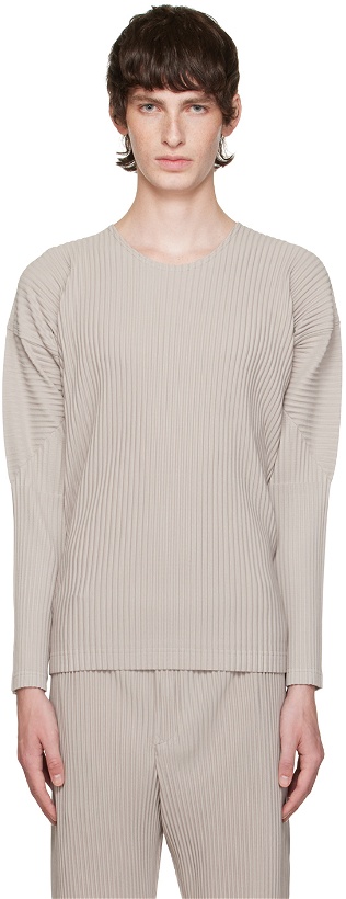Photo: Homme Plissé Issey Miyake Beige Monthly Color September Long Sleeve T-Shirt