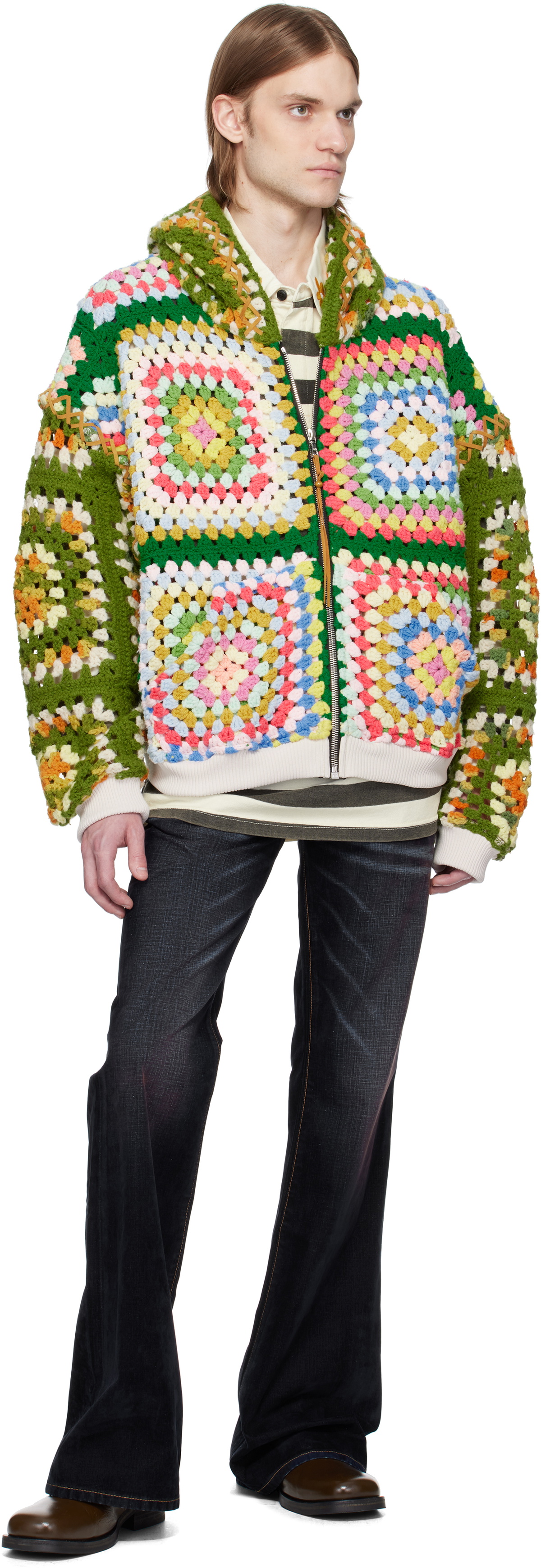 COÛT DE LA LIBERTÉ Multicolor Lydia One Of A Kind Square Flower Crochet Hoodie