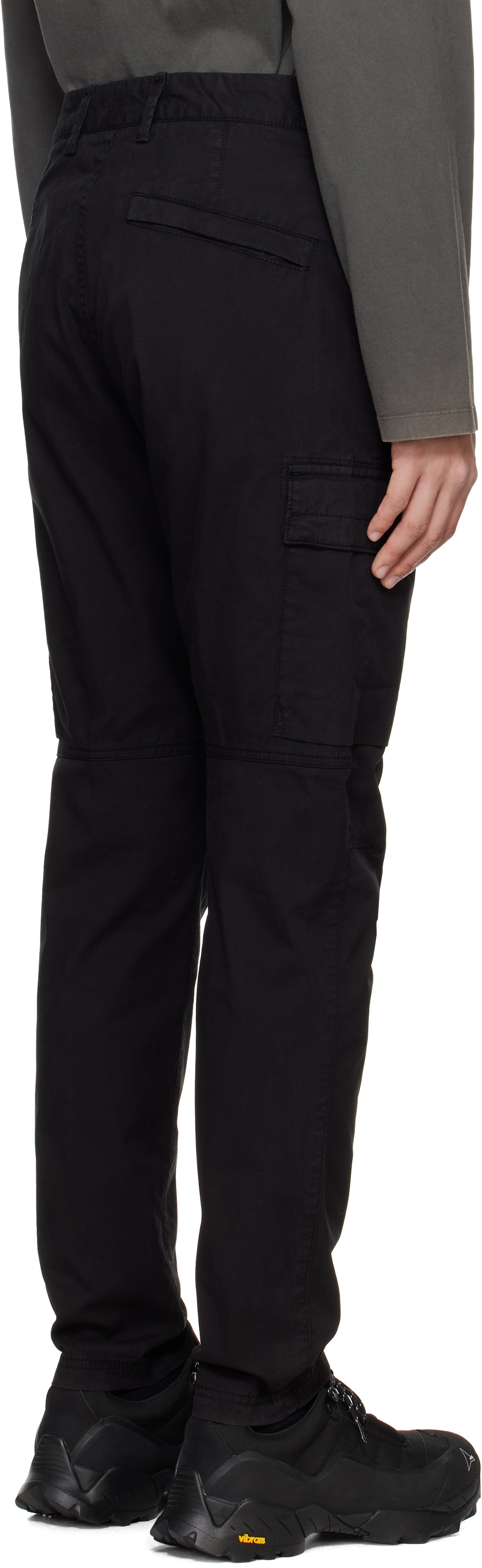 Stone Island Black Supima Cotton Twill Stretch-TC Cargo Pants