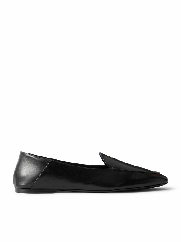 Photo: CELINE - Triomphe Logo-Embossed Leather Slippers - Black