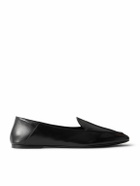 CELINE - Triomphe Logo-Embossed Leather Slippers - Black