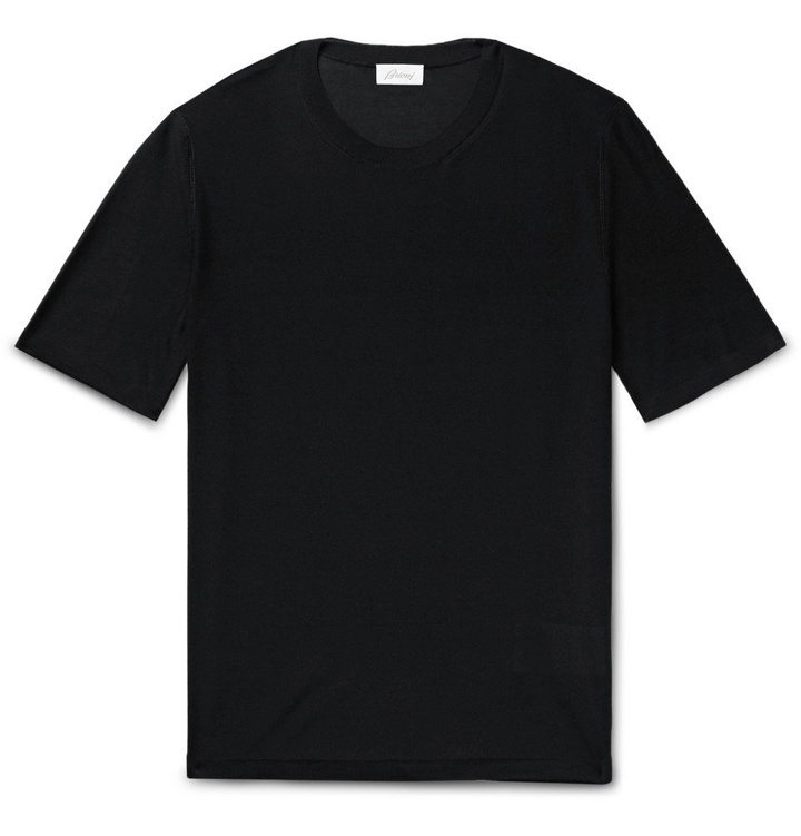 Photo: Brioni - Slim-Fit Knitted Silk T-Shirt - Men - Black