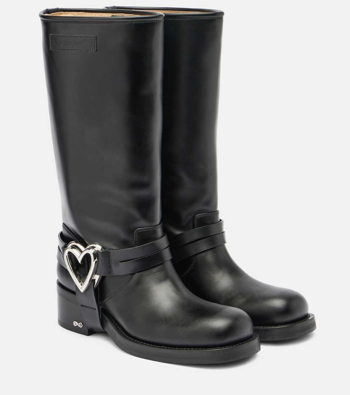 Mach & Mach Double Heart leather biker boots