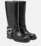 Mach & Mach Double Heart leather biker boots