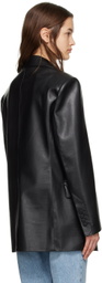 DRAE Black Oversized Faux-Leather Blazer