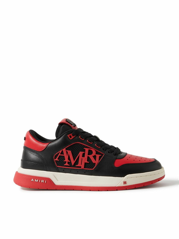 Photo: AMIRI - Classic Low Logo-Appliquéd Rubber-Trimmed Leather Sneakers - Red