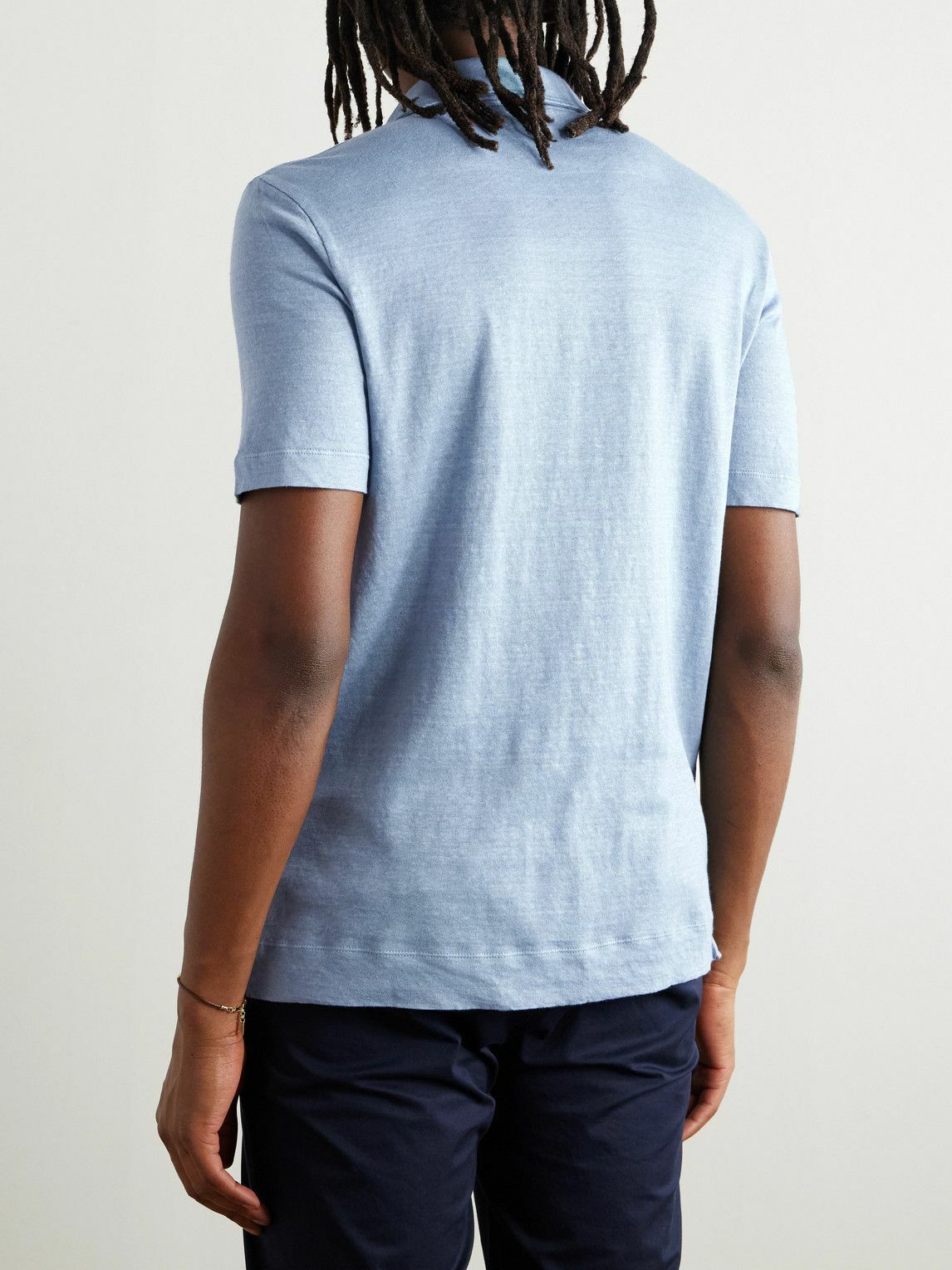 Massimo Alba - Linen and Cotton-Blend Polo Shirt - Blue