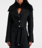 Blumarine Fur-trimmed wool-blend jacket