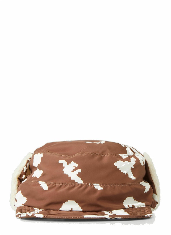 Photo: Graphic Motif Flap Hat in Brown
