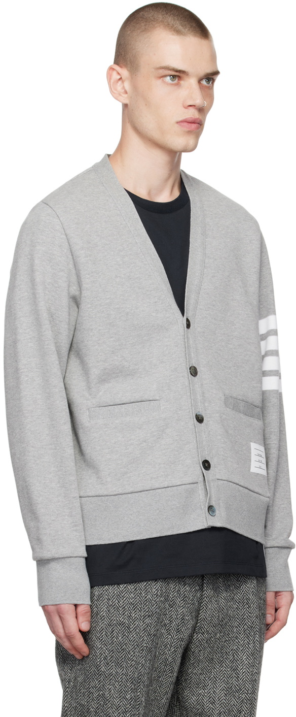 Thom Browne Gray 4-Bar Cardigan Thom Browne