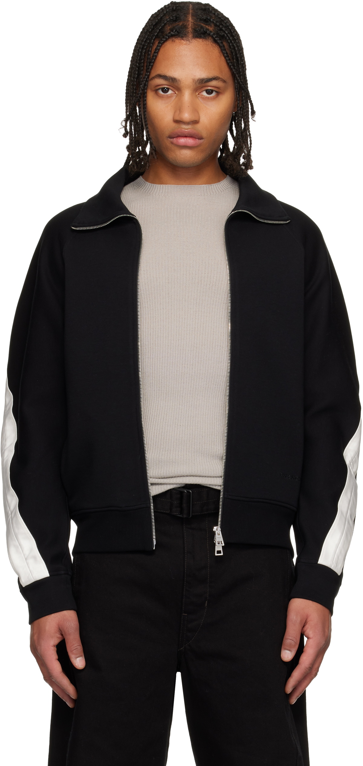 Givenchy Black Zipped Open Seam Contrast Sweatshirt
