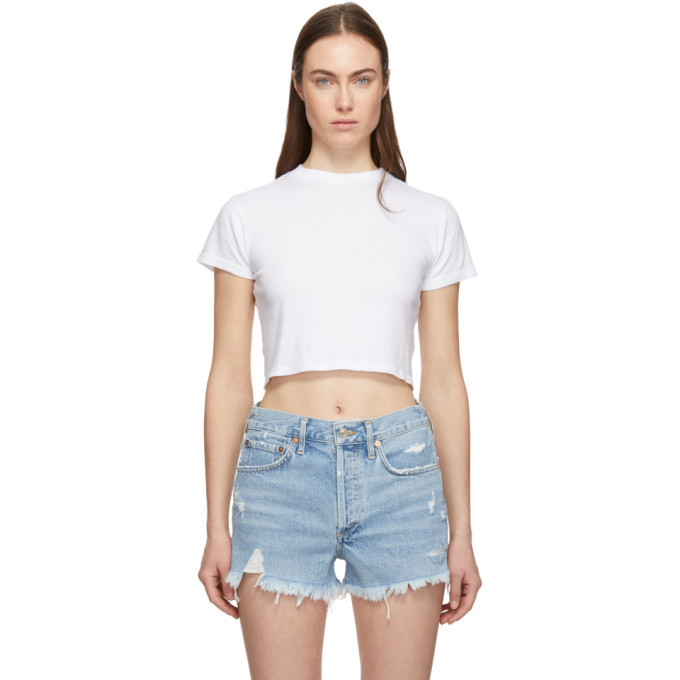 Agolde White Cropped Baby T Shirt AGOLDE