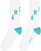 AMIRI White & Blue Collegiate Socks