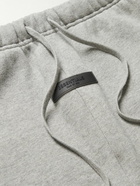 FEAR OF GOD ESSENTIALS - Straight-Leg Logo-Flocked Cotton-Blend Jersey Sweatpants - Gray