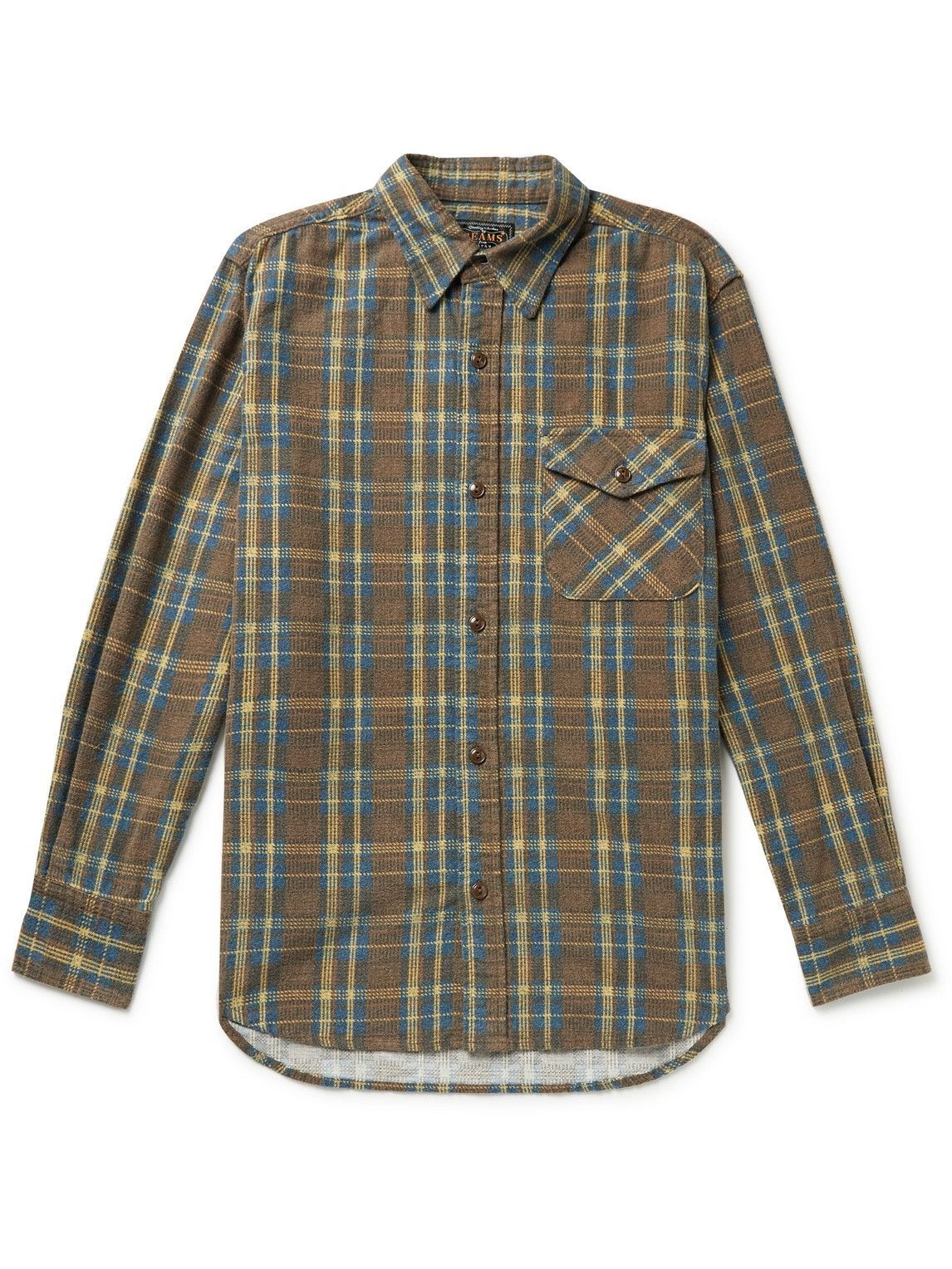 Beams Plus - Guide Faux Suede-Trimmed Checked Cotton-Flannel Shirt ...