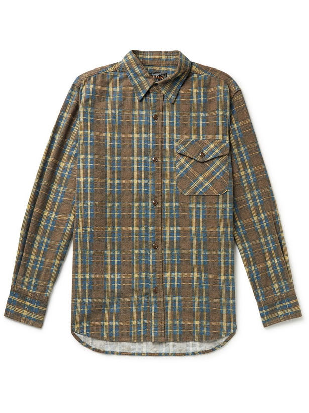 Photo: Beams Plus - Guide Faux Suede-Trimmed Checked Cotton-Flannel Shirt - Brown