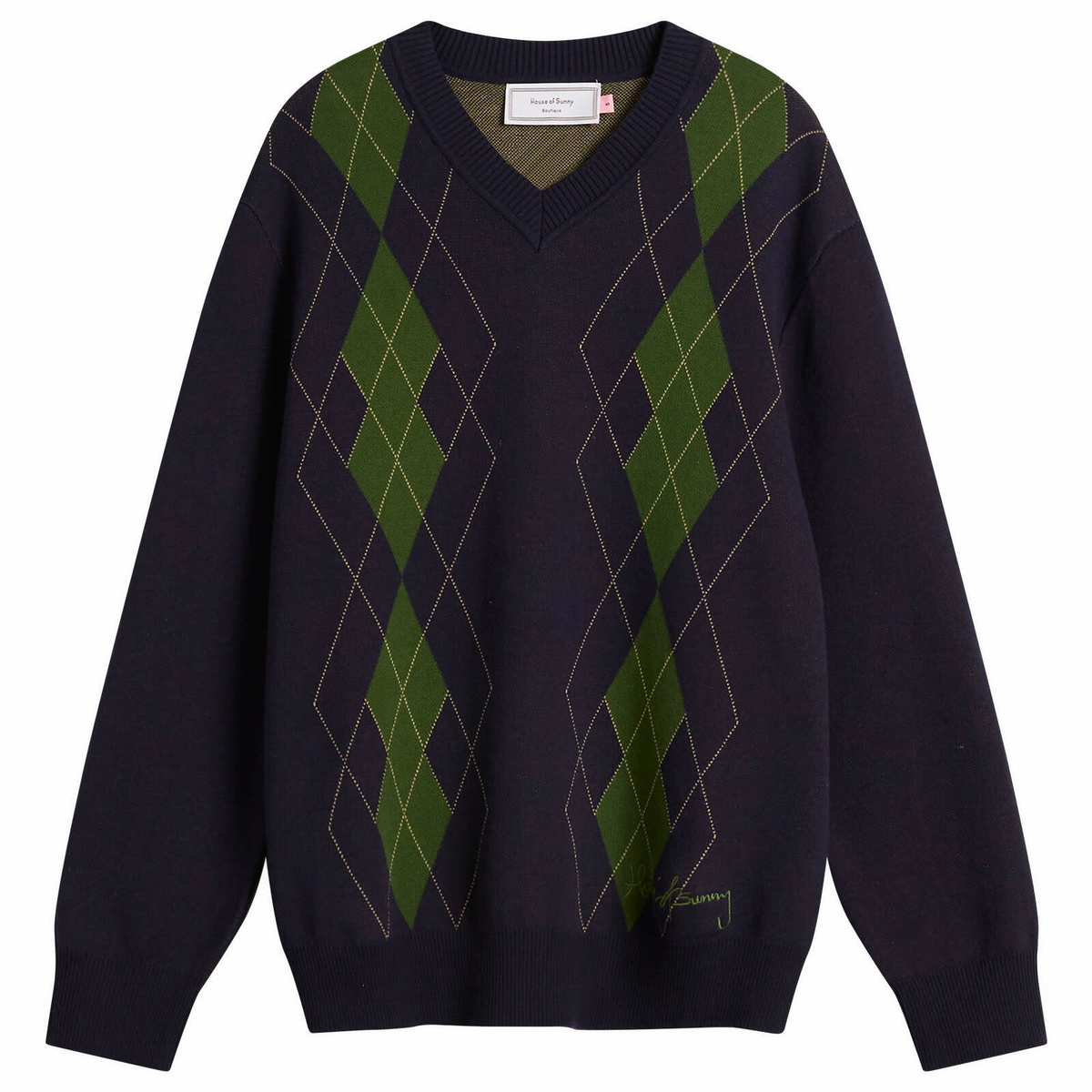 House Of Sunny Women's Argyle Jumper in Navy