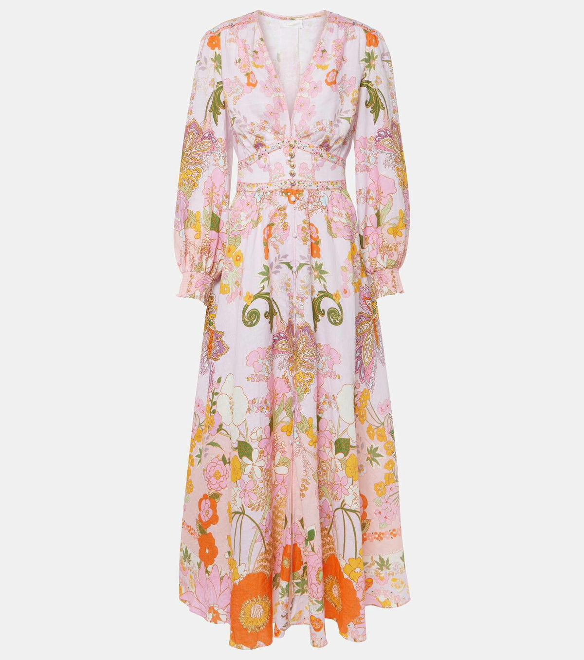 Camilla Embellished floral linen maxi dress Camilla