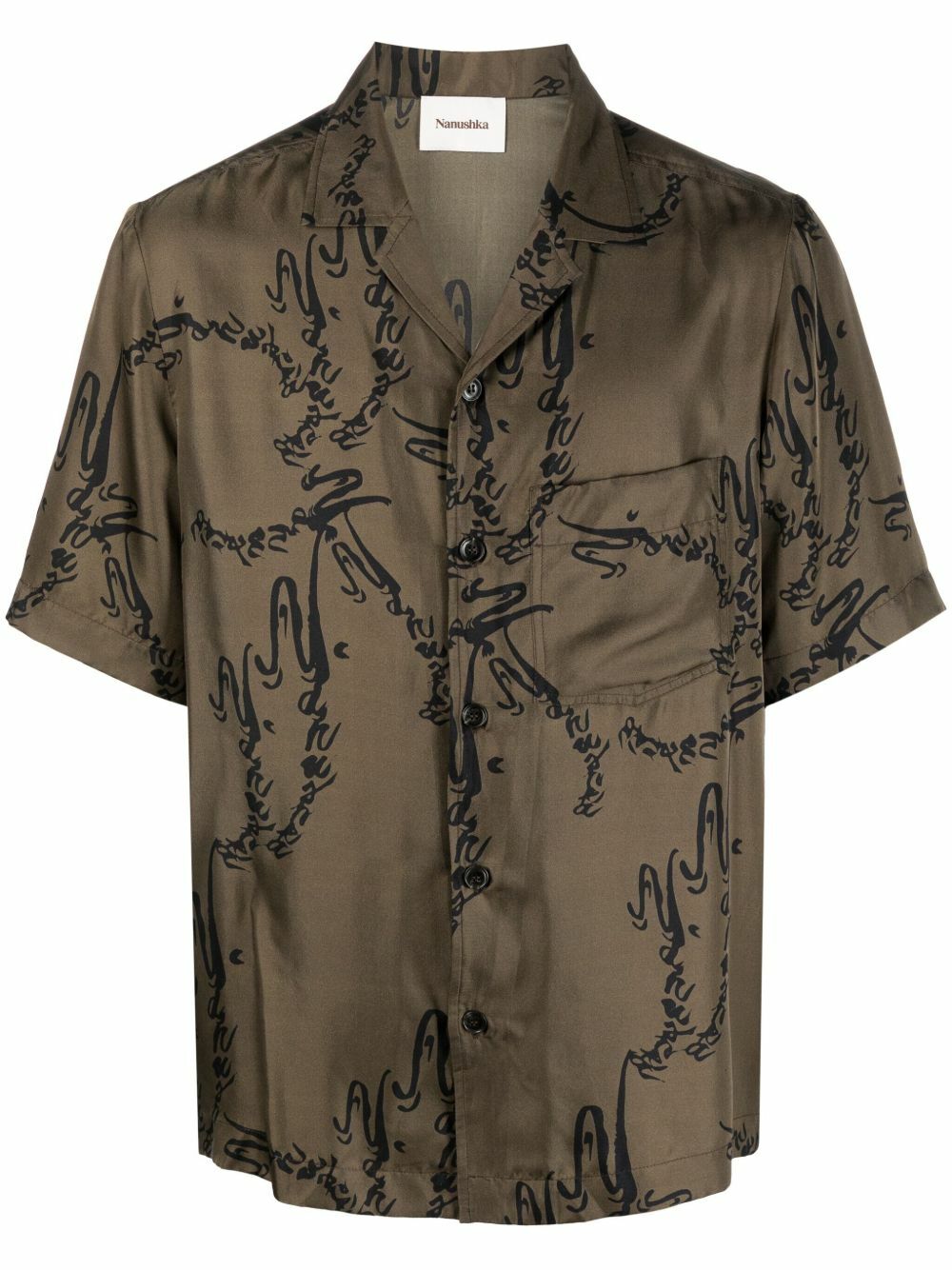 Nanushka Green Bodil Printed Silk Shirt
