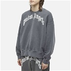 Palm Angels Men's Curved Logo Crew Sweat in Grey/White