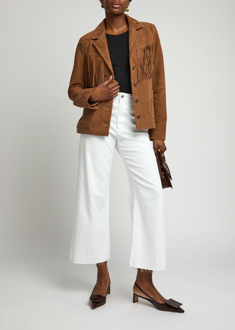 Paige Maronti Fringed Suede Jacket Brown