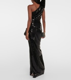 Nina Ricci Sequined one-shoulder gown