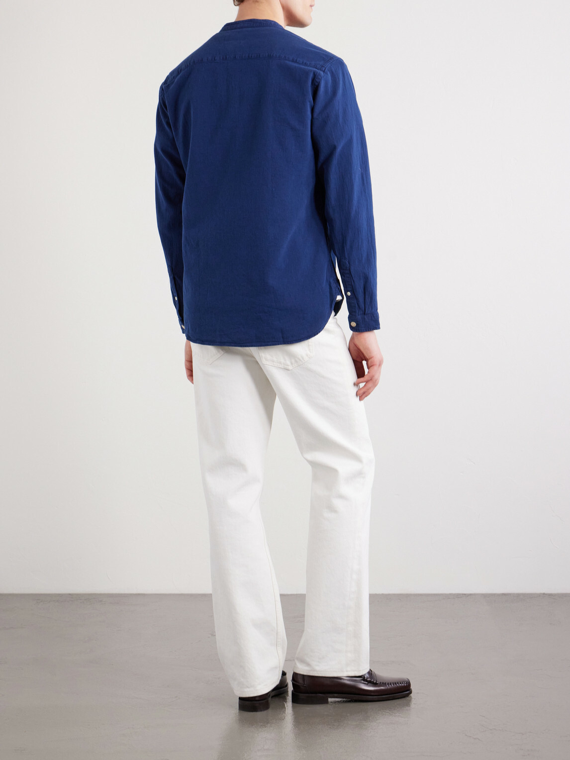 Oliver Spencer - Kildale Grandad-Collar Cotton Shirt - Blue