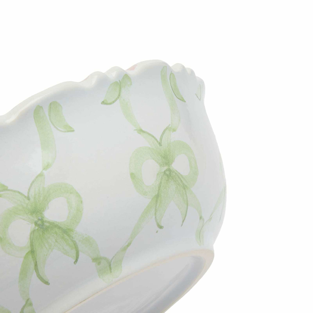 Damson Madder Women's Gingham Salad Bowl in Pink Gingham/Green Bow 