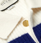 Gucci - Logo-Appliquéd Striped Wool Sweater - Blue