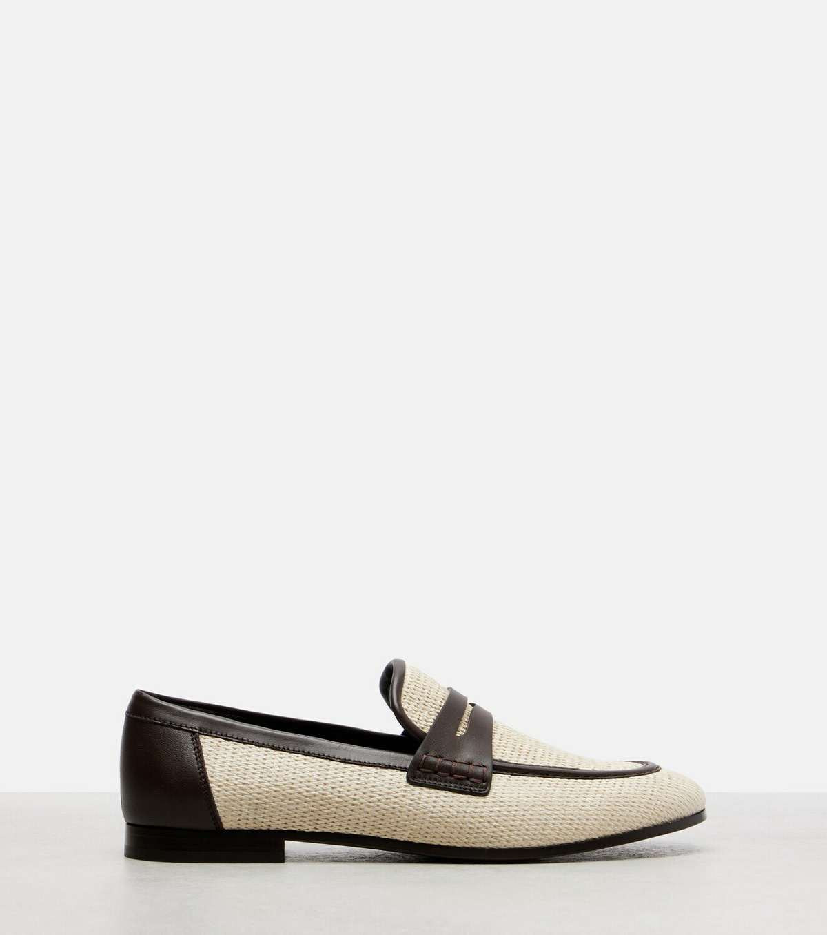 Brunello Cucinelli Woven leather-trimmed penny loafers