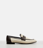 Brunello Cucinelli Woven leather-trimmed penny loafers