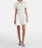 Leo Lin Elyse floral-appliqué linen and silk minidress