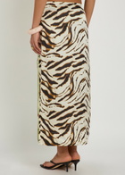 Ganni Zebra-print Layered Satin Maxi Wrap Skirt Multicoloured