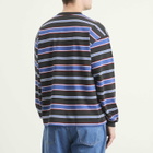 BEAMS Men's Border Stripe Loose Long Sleeve T-Shirt in Black